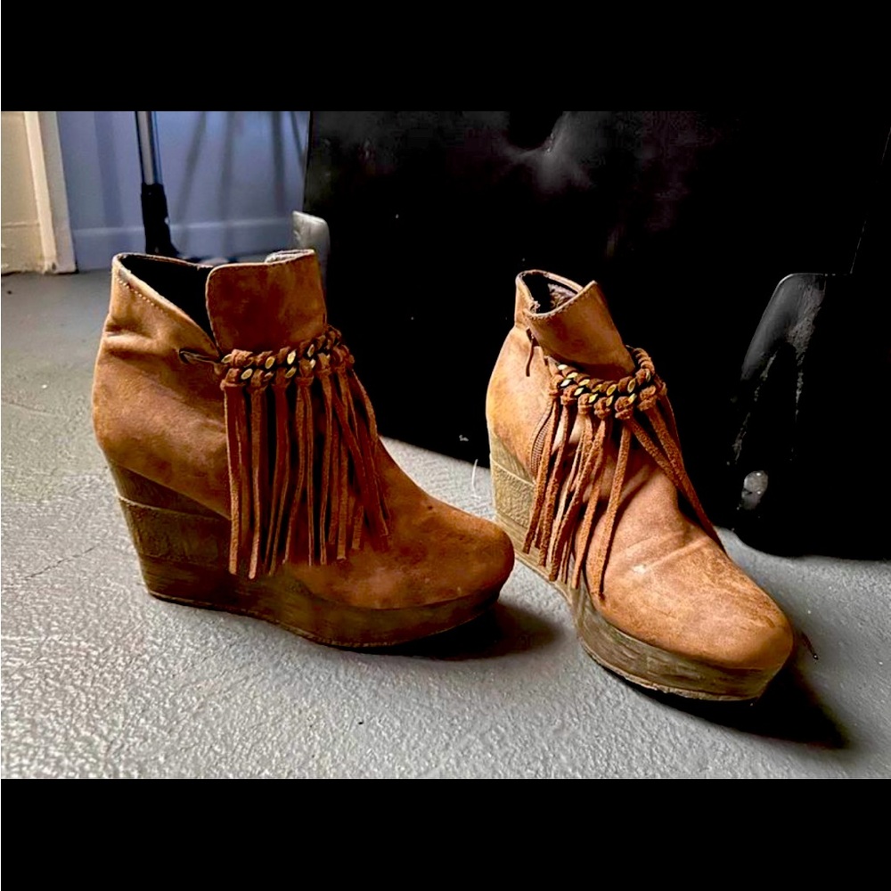 Tall brown western wedges
